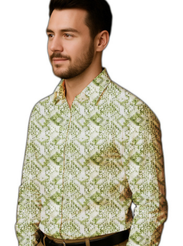 Shiffon Men's Regular Fit Solid Soft Touch Cotton Casual & Formal Shirt | Spread Collar Full Sleeves Formal Shirt | Plain | Shirt for Men | Premium Cotton | Breathable Fabric , White + Green M - Medium, L - Large, XL - Extra Large