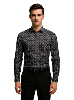 Shiffon Men's Regular Fit Solid Soft Touch Cotton Casual & Formal Shirt | Spread Collar Full Sleeves Formal Shirt | Plain | Shirt for Men | Premium Cotton | Breathable Fabric , Black + White M - Medium, L - Large, XL - Extra Large