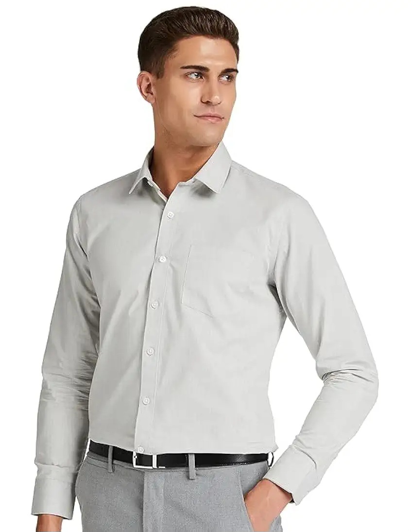 Shiffon Men's Regular Fit Solid Soft Touch Cotton Casual & Formal Shirt | Spread Collar Full Sleeves Formal Shirt | Plain | Shirt for Men | Premium Cotton | Breathable Fabric ,Solid Plain Gray M - Medium, L - Large, XL - Extra Large