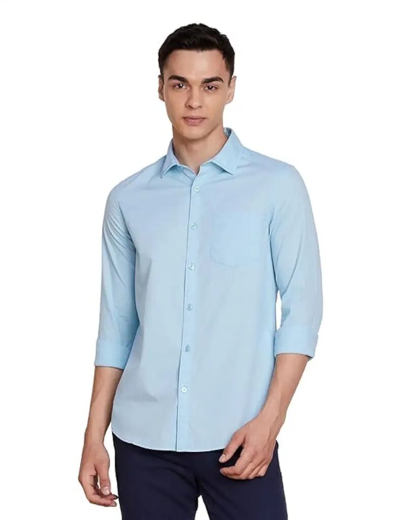 Shiffon Men's Regular Fit Solid Soft Touch Cotton Casual & Formal Shirt | Spread Collar Full Sleeves Formal Shirt | Plain | Shirt for Men | Premium Cotton | Breathable Fabric ,Solid Plain Sky Blue, M - Medium, L - Large, XL - Extra Large