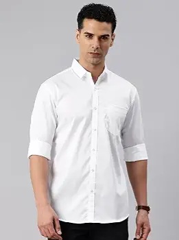 Shiffon Men's Regular Fit Solid Soft Touch Cotton Casual & Formal Shirt | Spread Collar Full Sleeves Formal Shirt | Plain | Shirt for Men | Premium Cotton | Breathable Fabric ,Solid Plain White, M - Medium, L - Large, XL - Extra Large